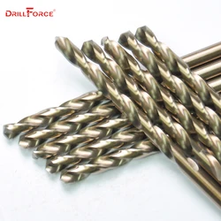 Drillforce 10PCS 1.0-7MM M35 Cobalt Drill Bits Set,HSSCO Drill Tools Set, for Drilling on Hard Steel, Cast Iron&Stainless Steel