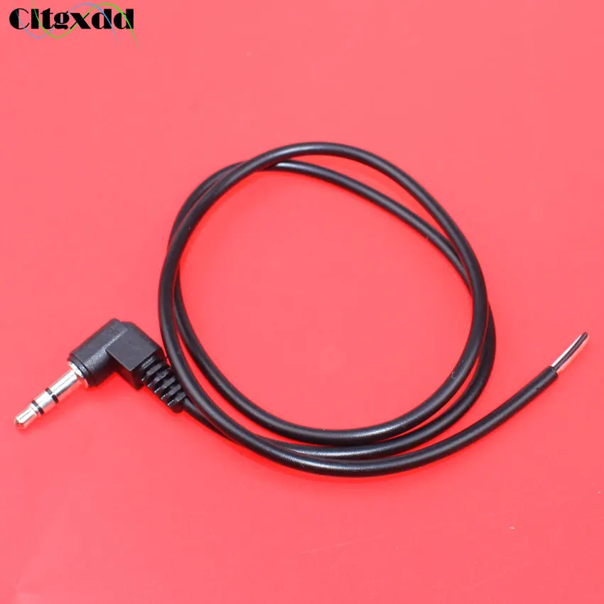 cltgxdd 3.5mm 3Pole Stereo Headset Male Plug With Cable 90 Degrees Black Audio Jack Adaptor Connector Lengt:50cm Need to weld