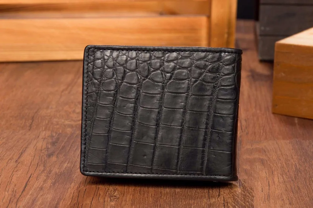 100% real Luxury Quality Genuine Crocodile belly Skin Leather Men Wallet bank card holder black brown color free shipping