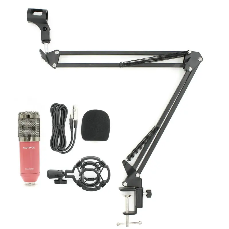 BM 800 Professional 3.5 มม.บันทึกเสียงคอนเดนเซอร์ไมโครโฟน BM-800 POP FILTER NB-35 แขนสําหรับสตูดิโอคอมพิวเตอร์ PC