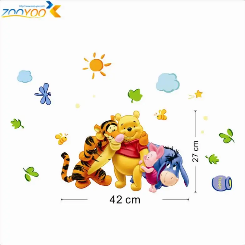 Winnie The Pooh With Friends Wall Stickers For Kids Room Home Decoration Cartoon Bear Pig Donkey Tiger animal Wall Mural Decal