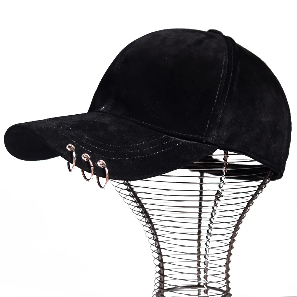 NEW 2023 Men Winter Unisex Genuine Leather Suede Hip Pop Baseball Caps With Ring Women Sweetwear Fashion Fleece Grey Hats