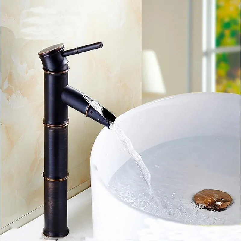 

8 Types copper black bamboo style basin faucet antique, Retro bathroom basin faucet vintage, Brass basin faucet hot and cold