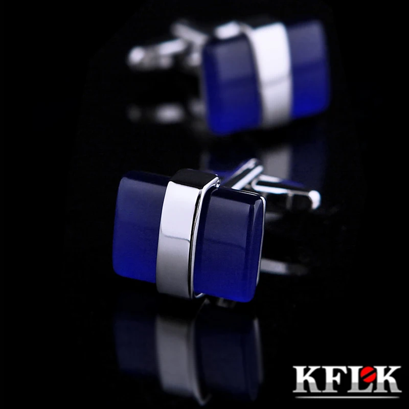 KFLK Jewelry shirt cufflinks for men\'s gift Brand cuff buttons Blue cuff link TOP High Quality abotoaduras gemelos guests