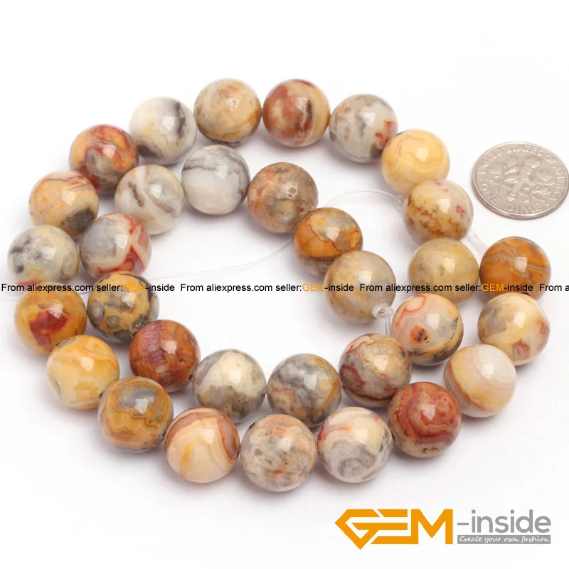 Natural Stone Yellow Crazy Lace Agates Round Beads For Jewelry Making Strand 15 inch DIY Bracelet Necklace Jewelry Bead 6mm 8mm