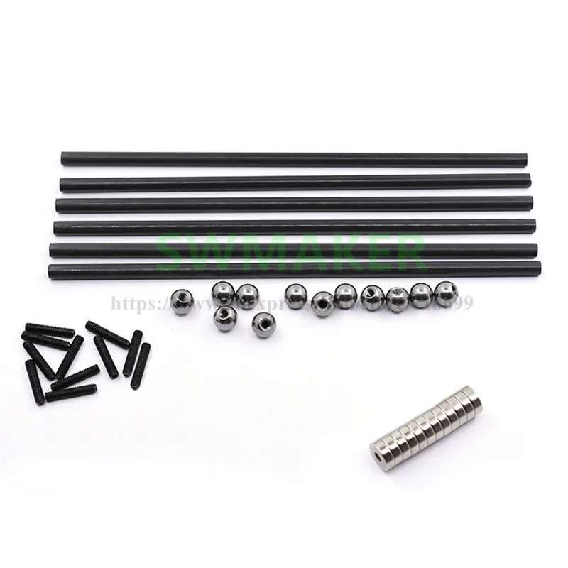 Kossel K800 Delta 180mm/300mm/500mm carbon tube rod set 10mm dia metal ball +12 pcs*magnet 3D printer accessories