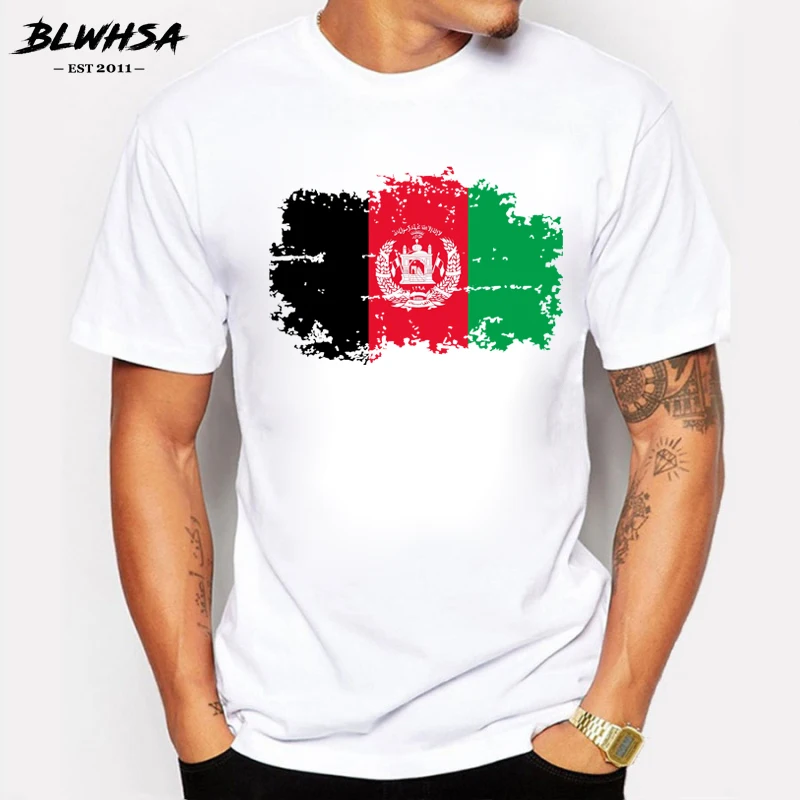 BLWHSA Afghanistan Flag T shirts Men Summer Short Sleeve Cotton Nostalgia T-shirts For Men Fans Cheer Tops Tees