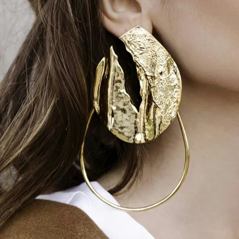 2026 New Metal Alloy Big Circle Earrings Women Geometric Statement Drop Earring Female Simple Long Hanging Earrings For Women