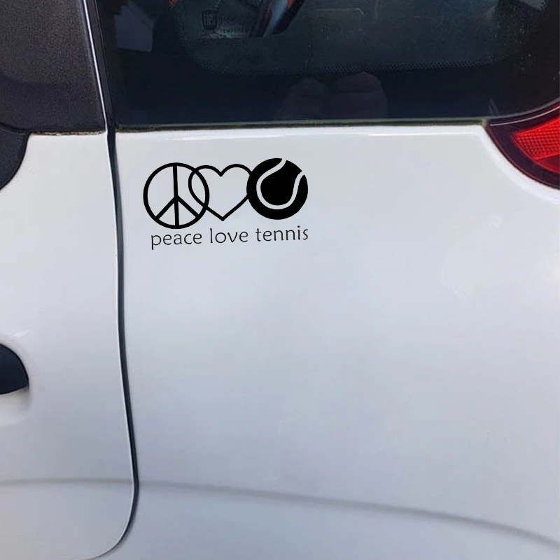 17*9CM Interesting Peace Love Tennis Player Decor Car Sticker Vinyl Silhouette Accessories Bumper Window Decals