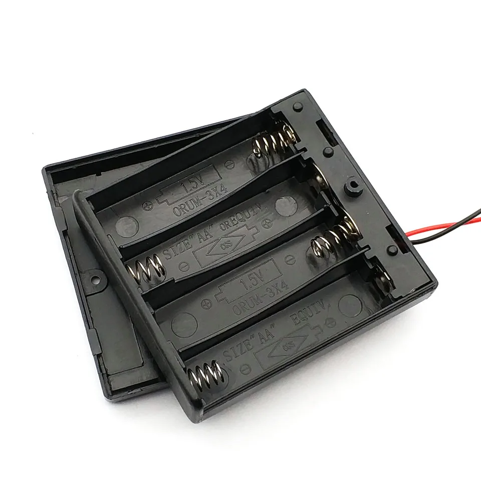 4 X AA 6V Battery Holder Case Slot Holder Plastic Storage Box With OFF/ON Switch Wires For RC Parts For Output DC 6V