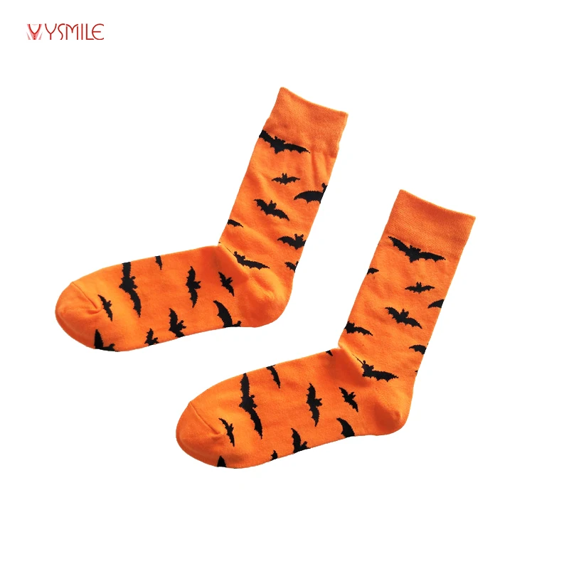 YSMILE Y Party Socks The Latest Casual Art Socks Men Women Crew Novelty Pumpkin Bat Sox For Halloween Wear 2 Pair