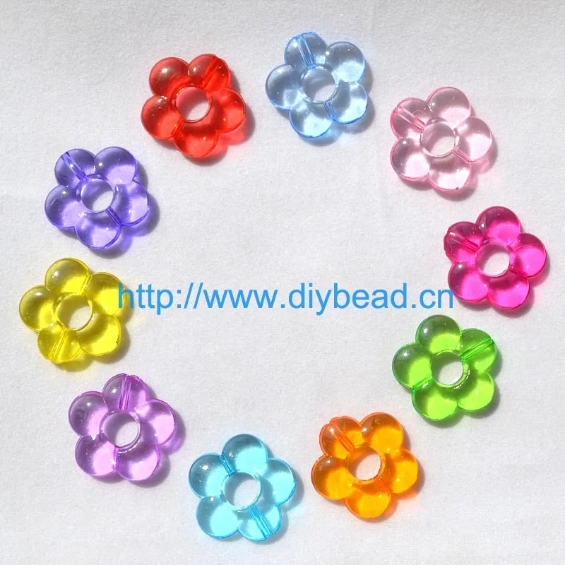 DIY Fashion Sweater Chain Department,Transparant Hallow Blossom,20MM Mix Color Acrylic Sugar Beads