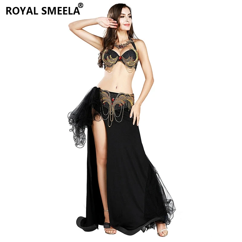 Belly dance costume professional Stage Performance wear Women Belly Dancer Outfit Sequin bra belt skirt Sexy Belly Dance Wear