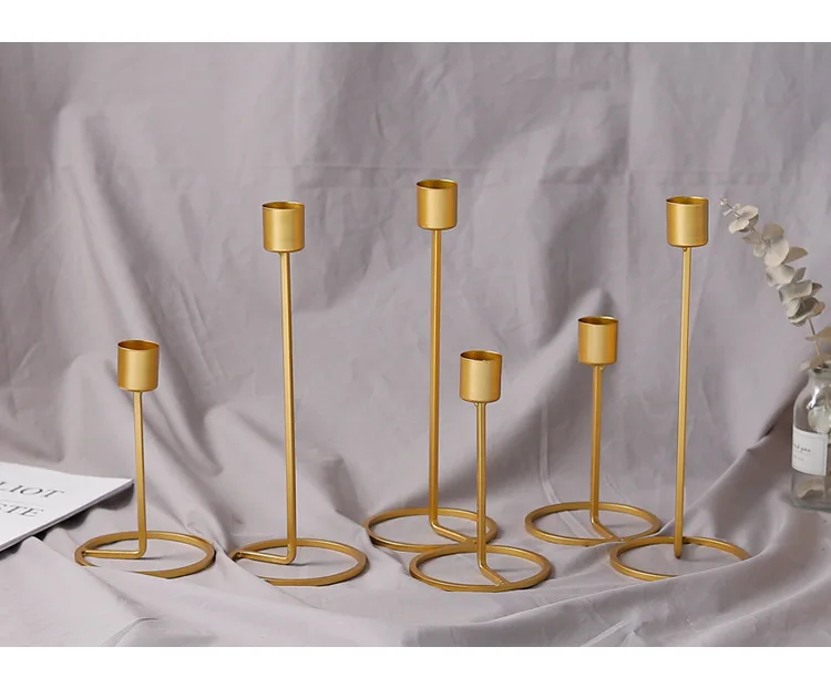 1PC Simple Modern Style Gold Metal Candle Holders Wedding Party Decoration Home Bar Dating Decor Candlestick JL 212