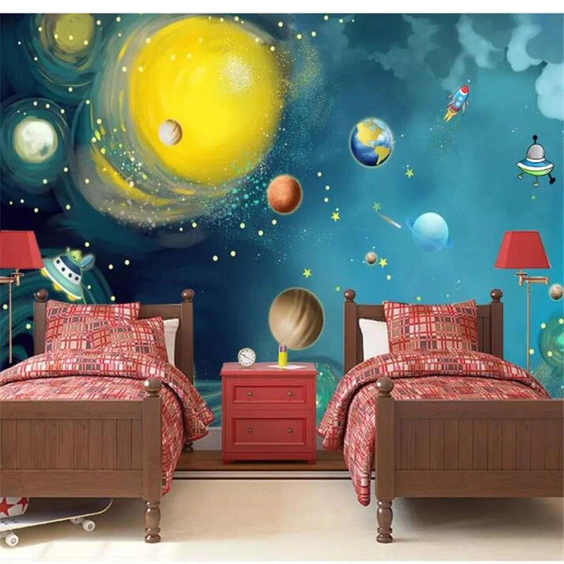 

wellyu Custom wallpaper Hand-painted space universe children's room bedroom large background wall photo wallpaper behang