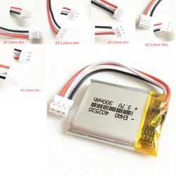 3.7V 300mAh 402530   Akumulator litowo-polimerowy LiPo JST 1.0/1.25/1.5/2.0/2.5mm 3pin do ręcznego GPS Mp3 GPS Bluetooth