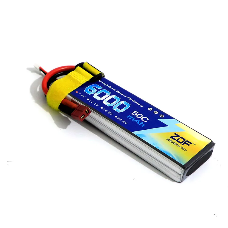 Batteria Lipo ZDF 2S 3S 7.4v 11.1V 5000mAh 6000Mah 50C Max 100C con spina a T per elicottero RC Quadcopter