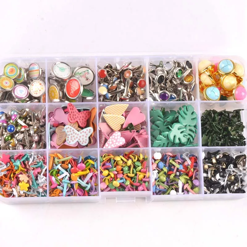 2019 new mixed Pattern Round Diy Brads Scrapbooking Embellishment Fastener Brad Metal Crafts Decoration 28 design pick cp2241