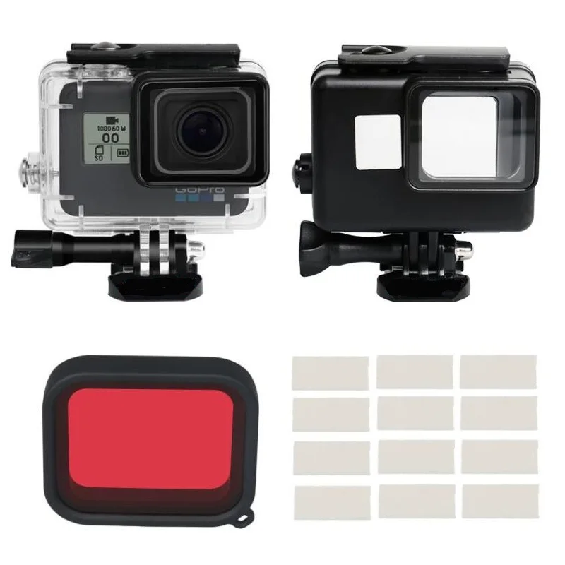 45M Waterproof Case Camera Accessories Black Color Waterproof Housing/Diving filter/Anti Fog Inserts For GoPro Hero 7 6 5 Black