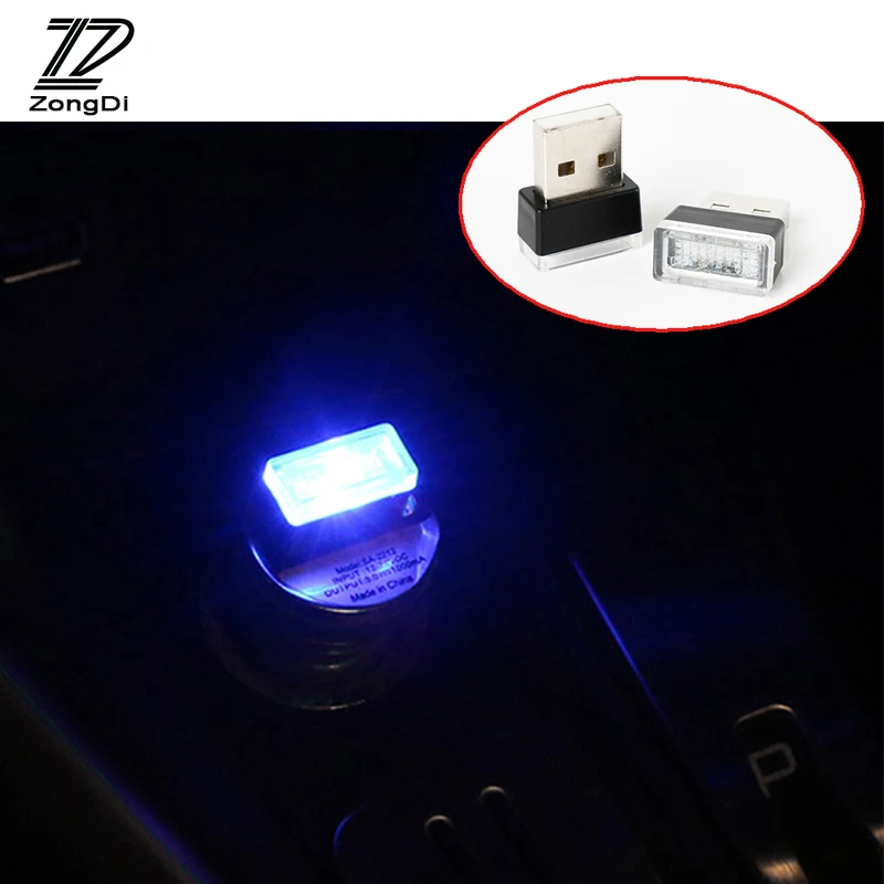 ZD NEW 1PC Auto Car USB Atmosphere LED Lamp For Citroen C4 C5 Suzuki Swift Peugeot 307 cigarette lighter LED Light Accessories