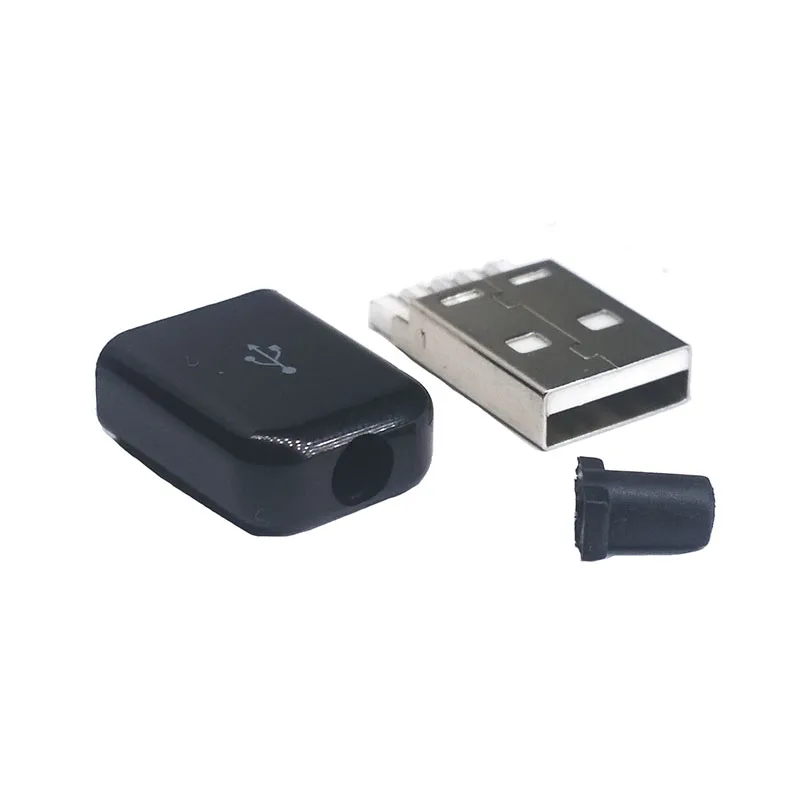 Conector de plástico para micro usb, conector tipo macho a 4 pinos