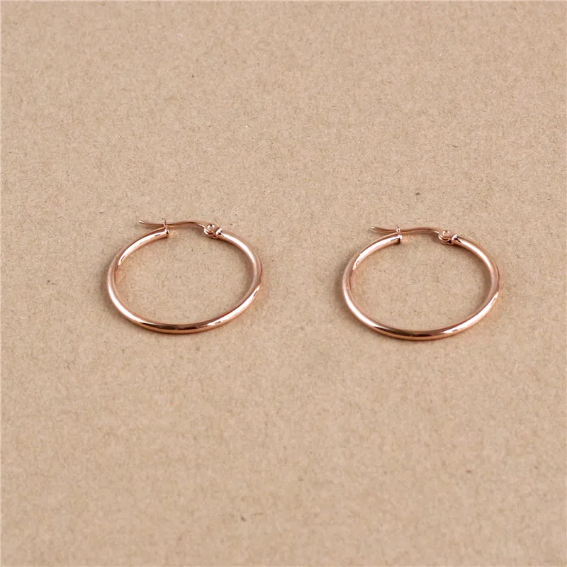 30mm Titanium 316L Stainless Steel Hoop Earrings Rose Gold-color Vacuum Plating No Fade Anti-allergy