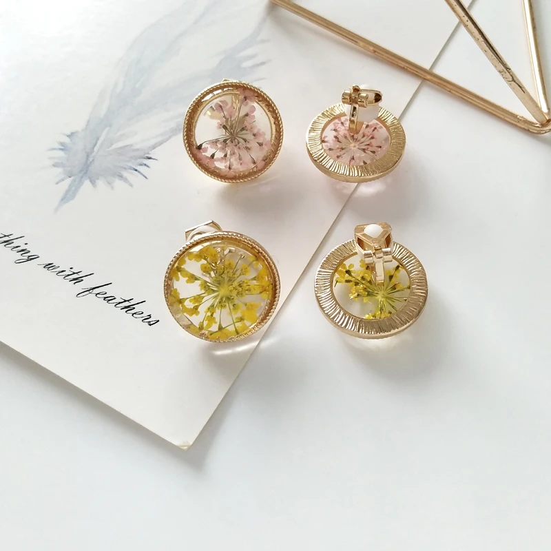 Fashion unique exquisite earrings earrings circular resin petal ear Ms. Statement 2018 The new jewelry Earrings jewelry wholesal