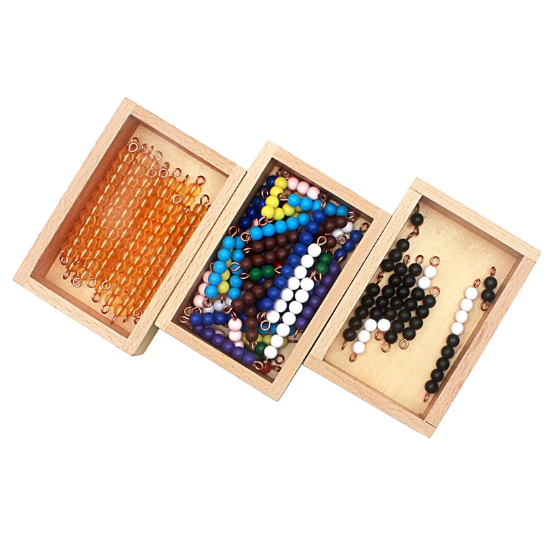 Montessori Kids Toy Wood Addition Snake Games Toys Plastic Beads with 3 Wooden Box Learning Educational Preschool Teaching Aids