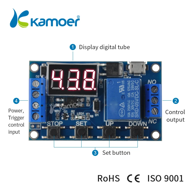 Kamoer CT001 Micro Pump Timer Control Switch Module For two-wire micro-pumps (Liquid Peristaltic Pump,Diaphragm Pump)