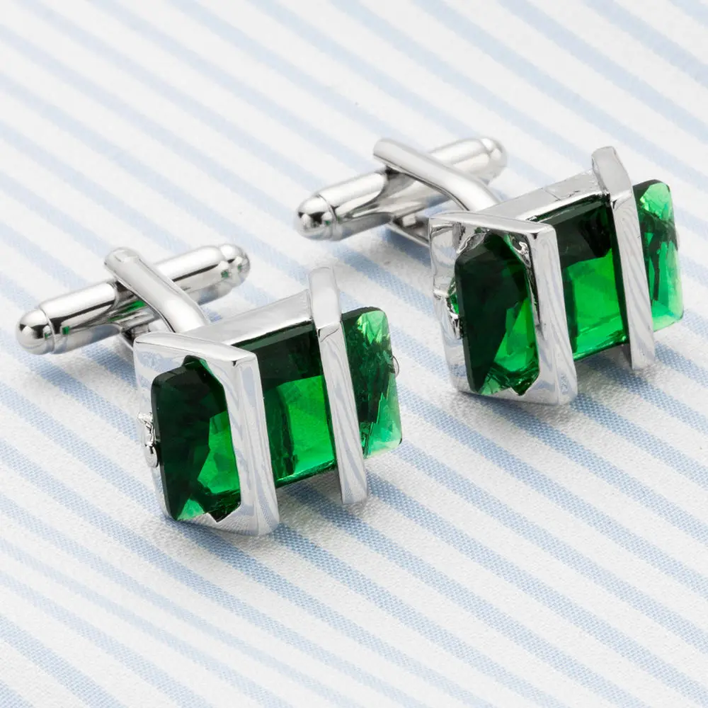 VAGULA Cufflinks Top Luxury Brand Party Wedding gift Suit Shirt Button Bonito Gemelos Green Crystal Cuff link 708