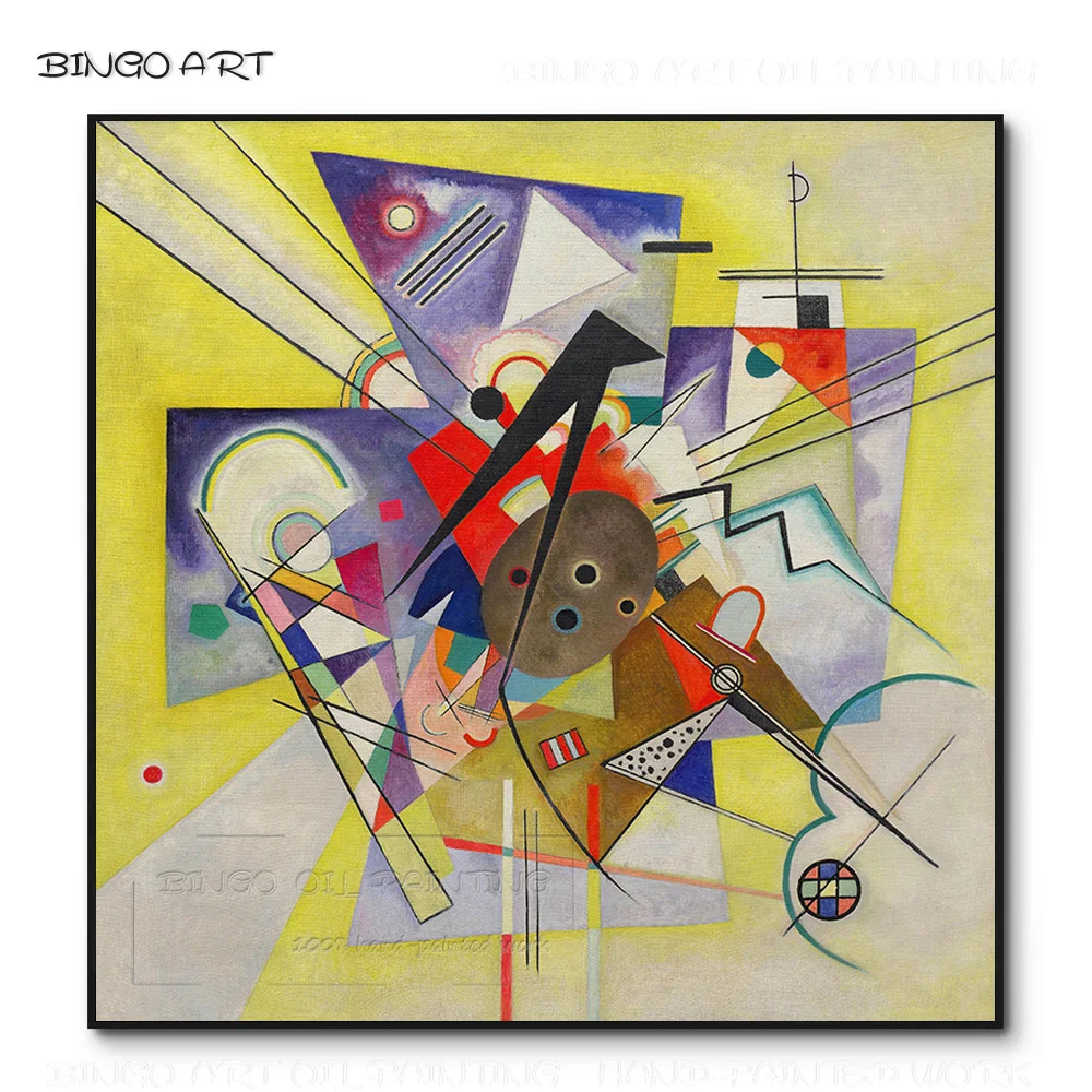 Skilled Artist Reproduce Yellow Accompaniment by Wassily Kandinsky Oil Painting Hand-painted Beauty Geometric Kandinsky Painting