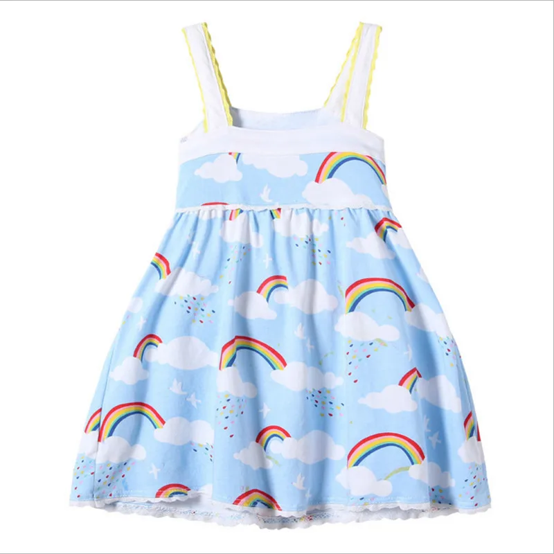 Sling kids girls dresses Rainbow Cloud Print Summer Baby Girls Sleeveless Dress Cotton Children Clothing Fashion frock for 3-12T