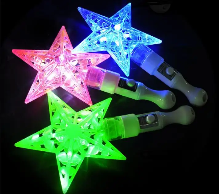 LED Light Sticks Small Five Pointed Star Luminous Toy Four Colors Hollow Out Designs Flash Sticks For Party Decor