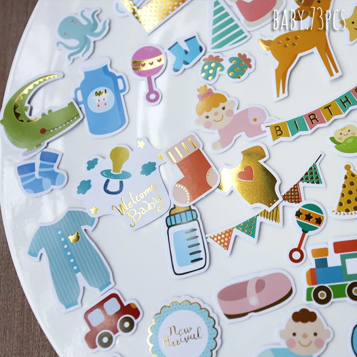 KSCRAFT 73pcs Baby Series Die Cut Stickers for Scrapbooking Happy Planner/Card Making/Journaling Project