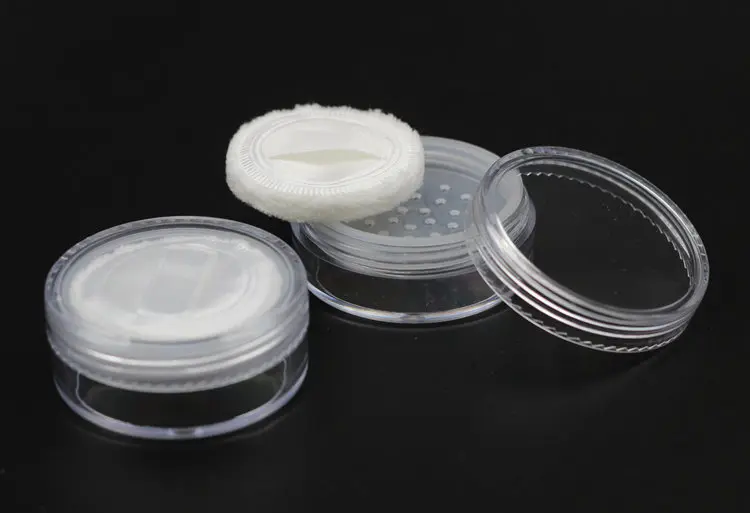 6pcs 20g Loose Powder Puff Jar Refillable Pot With Sifter Grid Lid Cosmetic Container PS Clear Plastic Empty Cream Jar Packaging