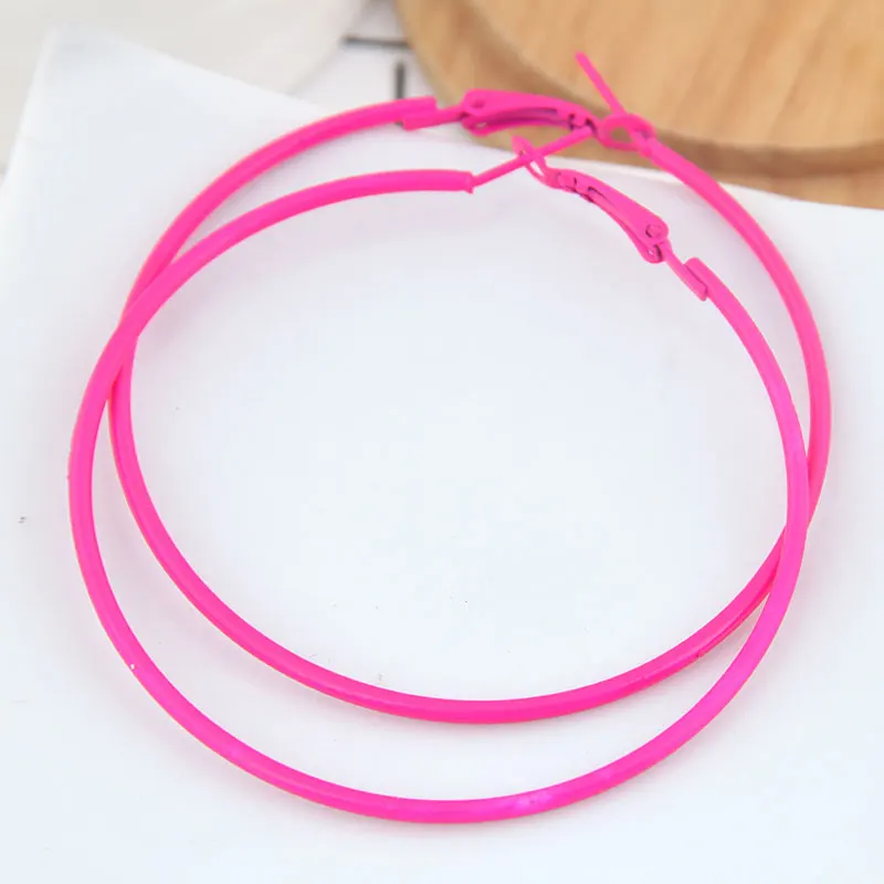 Fahsion Bohemia Big Hoop Earrings For Women 6cm Fluorescent Color Earings Fashion Jewelry Statement Earrings Fashion Jewelry