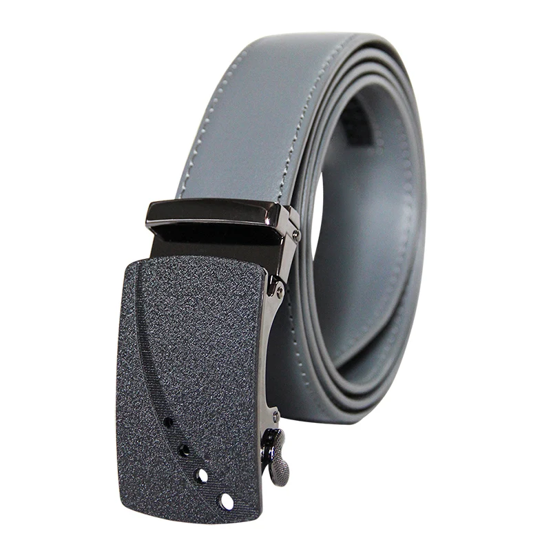 

New Arrivals Men 100% Genuine Leather Belt Cowhide Cowboy Belt Straps With Alloy Automatic Buckle Gray Color Leather Straps