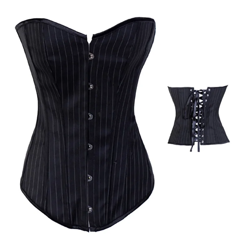 Sapubonva Woemn Sexy Overbust Corset Bustier Costume Top Striped Victorian Shaper Burlesque Corsetlet Lingerie Exotic Korsett