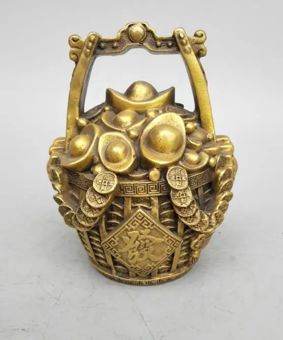 

China's Seiko carving brass the gold money barrel form wealth statue