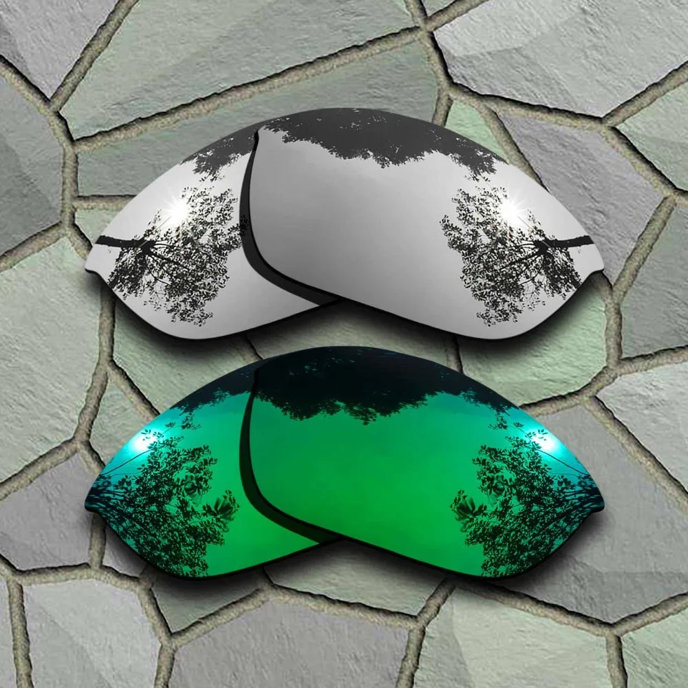 Chrome&Jade Green Sunglasses Polarized Replacement Lenses for Oakley Half Jacket 2.0