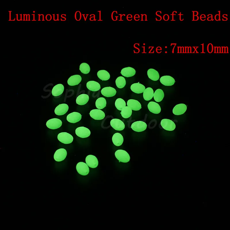 300pcs 7*10 mm Oval Glow Soft Fishing Beads LUMO Luminous beads Green Premium Quality