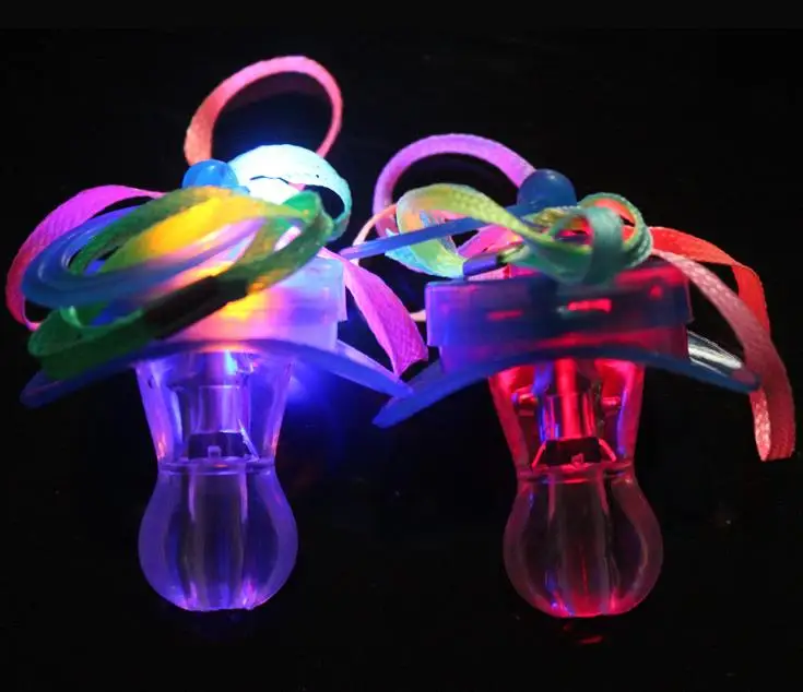 

Light Up Pacifier Nipple Whistle Necklace Colorful Flash Led Whistle Stag Hen Party Cheering Glow Props outdoor survival tools