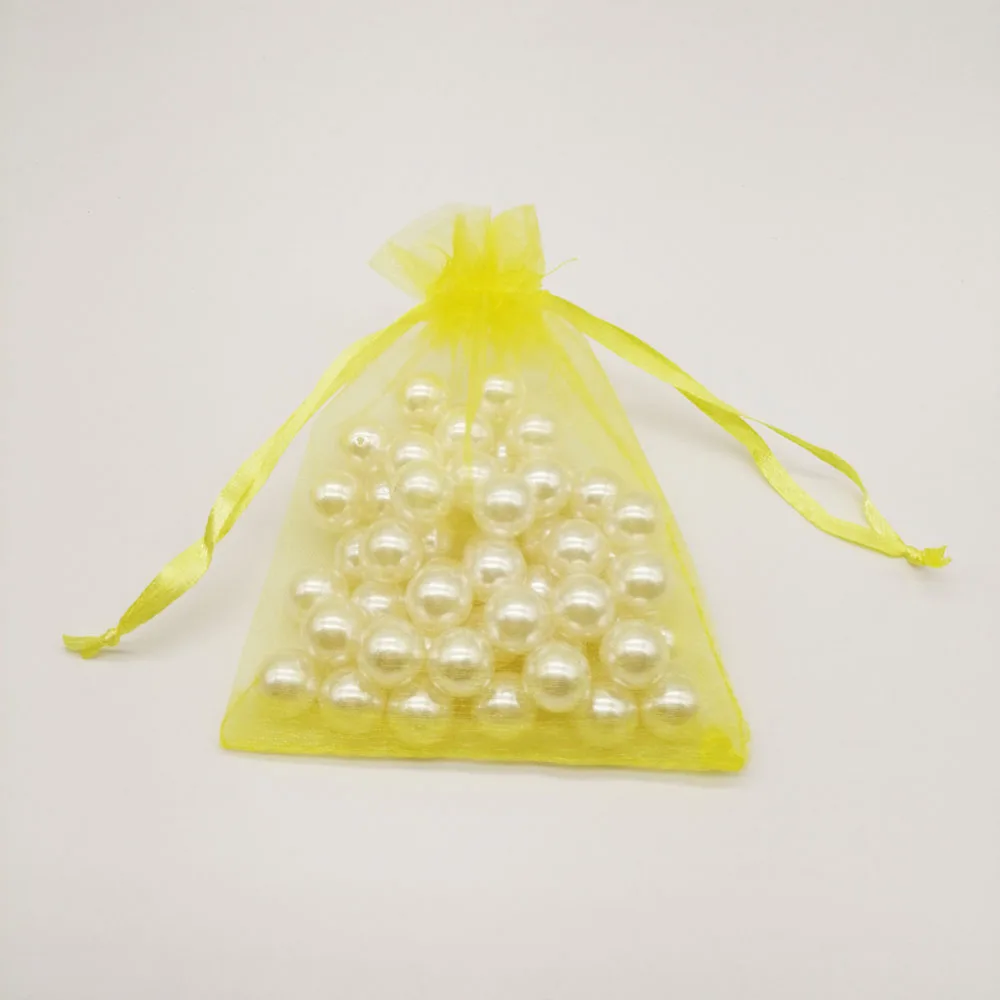 100pcs Organza Bags Yellow Small Organza Gift Bag For Jewelry Packaging Display Christmas Wedding Jewelry Storage Drawstring Bag