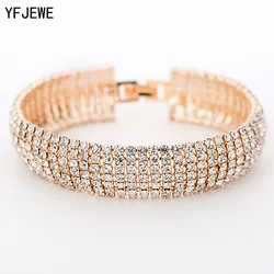 Luxury Crystal Bracelets For Women Gold and Silver Plated Link Bracelet Bangle Fashion Full Rhinestone Jewelry For Women #B011