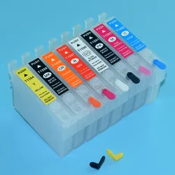 8Colors Refillable Ink Cartridge Without Chip For Epson Surecolor P400 P405 P407 P408 PX7V2 R2000 R1900 Chipless Printers