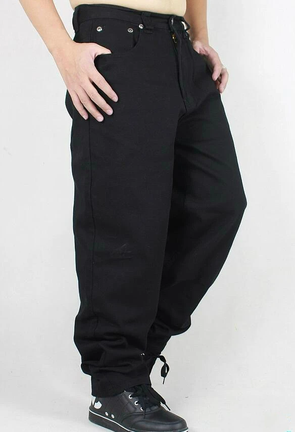 Hip Hop Washed Black Baggy Jeans Loose Fit Wide Leg Denim Pants Skateboarder Streetwear