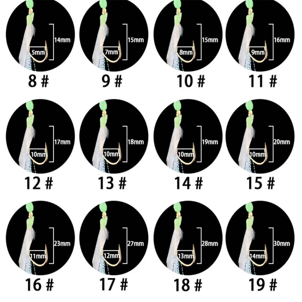 1PCS String Hook For Swivel Rigs Bait Jigs Fish Head Fishing Luminous Single Combination Fishhooks With 6 Small Hook