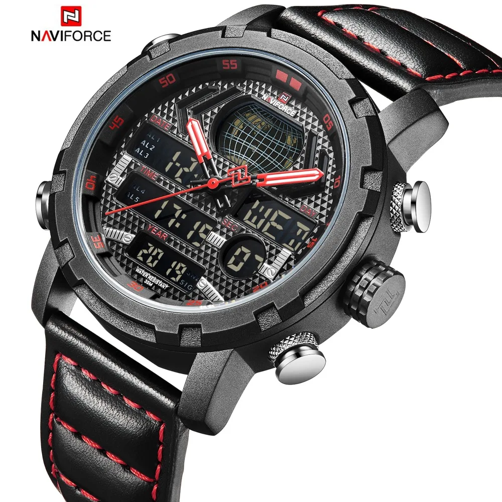 

2022 NAVIFORCE New Men's Fashion Sport Watch Men Leather Waterproof Quartz Watches Male Date LED Analog Clock Relogio Masculino