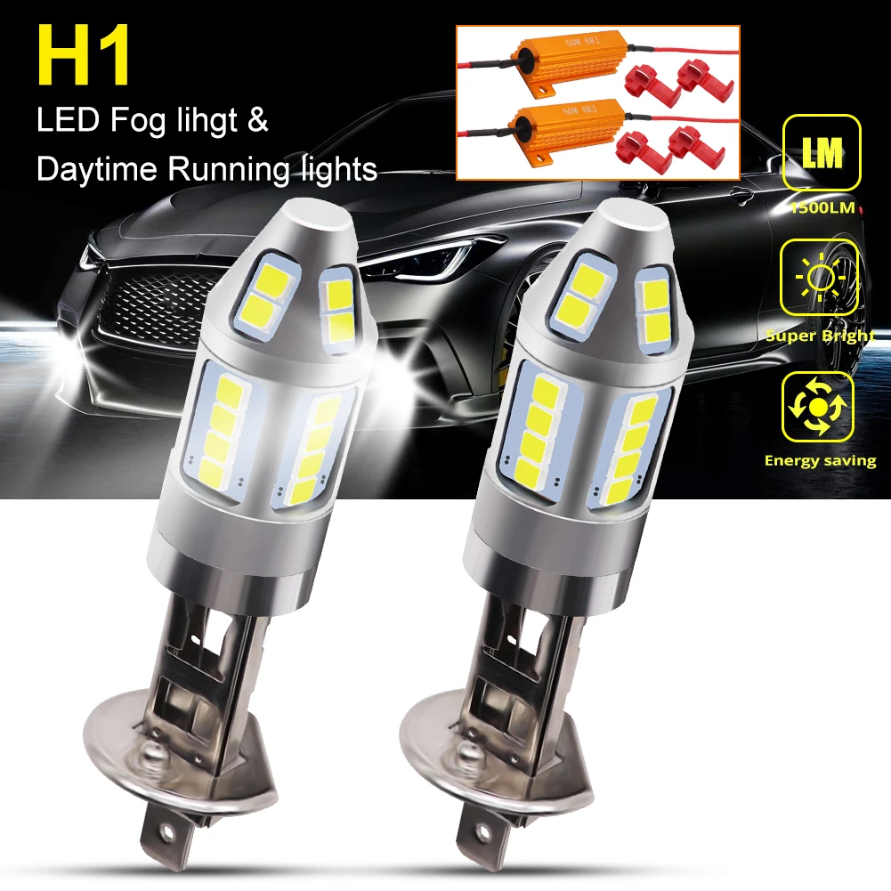 

2pcs H1 LED Car Fog Lamp 150W with Decoder high Power 3030 30 Chips Waterproof White Auto Front Headlamp Fog Driving Lights 12V