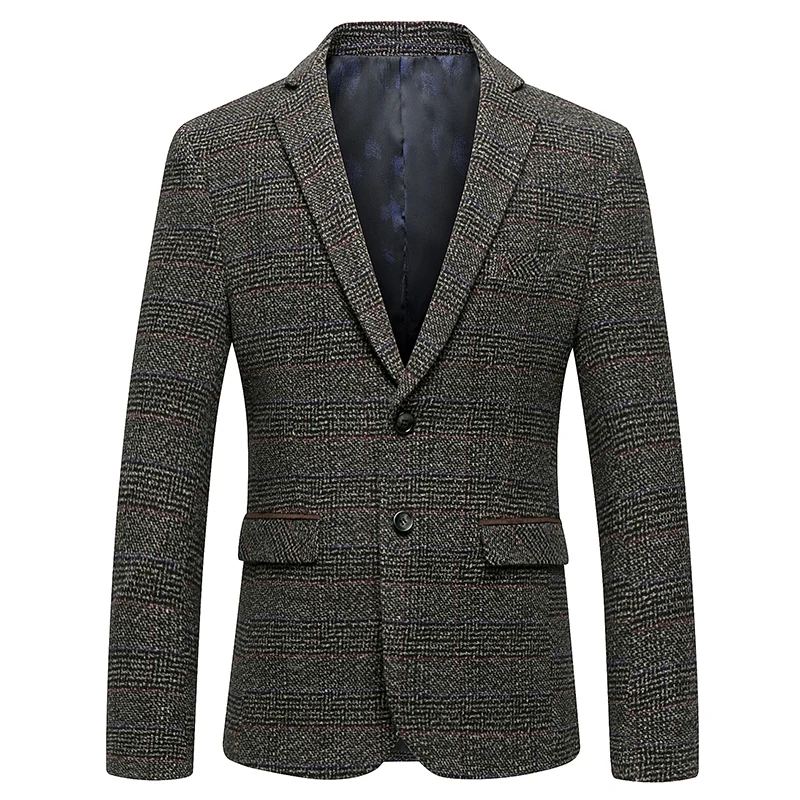 

2019 Spring British Style Slim Fit Blazers Classic Business Jacket Blazer Men Casual Male Wool Suit Jacket Men's Stripe Blazer